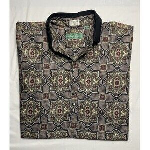 Vintage Michael Thomas Egyptian Nile Cotton Polo Shirt Large L Geometric Floral